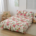 DaDa Bedding Romantic Roses Floral Bed Skirt - Matching Pink & White Ruffled Dust Ruffle for Quilted Coverlet Set - Lightweight & Breathable Polyester Bedskirt by DaDalogy Bedding Collection