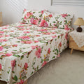DaDa Bedding Romantic Roses Floral Bed Skirt - Matching Pink & White Ruffled Dust Ruffle for Quilted Coverlet Set - Lightweight & Breathable Polyester Bedskirt by DaDalogy Bedding Collection