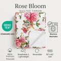 DaDa Bedding Romantic Roses Floral Throw Blanket - Lovely Spring Pink & White Scalloped Colorful Lightweight Breathable - Bright Vibrant Quilted Throw Blanket - 50 x 60 by DaDalogy Bedding Collection