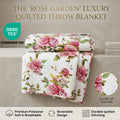 DaDa Bedding Romantic Roses Floral Throw Blanket - Lovely Spring Pink & White Scalloped Colorful Lightweight Breathable - Bright Vibrant Quilted Throw Blanket - 50 x 60 by DaDalogy Bedding Collection