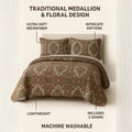 DaDa Bedding Rustic Earthy Cross Motif Folk Ogee Moroccan Scalloped Quilted Bedspread Set (JHW-944) by DaDalogy Bedding Collection