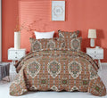 DaDa Bedding Rustic Earthy Cross Motif Folk Ogee Moroccan Scalloped Quilted Bedspread Set (JHW-944) by DaDalogy Bedding Collection