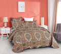 DaDa Bedding Rustic Earthy Cross Motif Folk Ogee Moroccan Scalloped Quilted Bedspread Set (JHW-944) by DaDalogy Bedding Collection