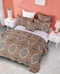 DaDa Bedding Rustic Earthy Cross Motif Folk Ogee Moroccan Scalloped Quilted Bedspread Set (JHW-944) by DaDalogy Bedding Collection