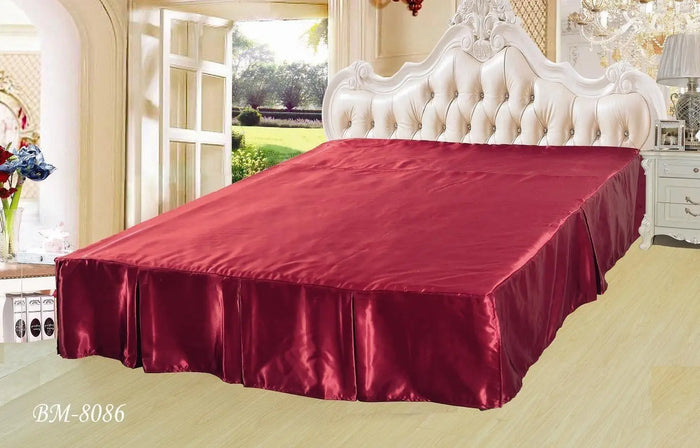 DaDa Bedding Sangria Ruby Red Dust Ruffle Pleated Bed Skirt - 14" Drop - Cal King (BS-BM8086) by DaDalogy Bedding Collection
