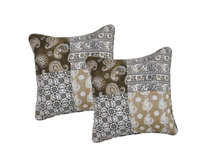 DaDa Bedding Set of 2 Bohemian Patchwork Moroccan Paisley Dreams Throw Pillow Covers, 18" (JHW885) by DaDalogy Bedding Collection