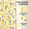 DaDa Bedding Set of 2 Botanical Floral Window Curtain Panels - Natural Semi Sheer Yellow Fleur Golden Orange Spring Time Tulips Straight Tailored Edge by DaDalogy Bedding Collection