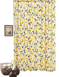 DaDa Bedding Set of 2 Botanical Floral Window Curtain Panels - Natural Semi Sheer Yellow Fleur Golden Orange Spring Time Tulips Straight Tailored Edge by DaDalogy Bedding Collection