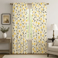 DaDa Bedding Set of 2 Botanical Floral Window Curtain Panels - Natural Semi Sheer Yellow Fleur Golden Orange Spring Time Tulips Straight Tailored Edge by DaDalogy Bedding Collection