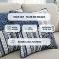 DaDa Bedding Set of 2-Pieces Bohemian Denim Blue Elegance Throw Pillow Covers - 18” x 18" (JHW660) by DaDalogy Bedding Collection