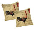 DaDa Bedding Set of 2-Pieces Glamorous Country Rooster Farmhouse Tapestry Throw Pillow Covers w/ Inserts - 18" x 18" by DaDalogy Bedding Collection