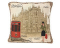 DaDa Bedding Set of 2-Pieces Postcard Milan Tapestry Throw Pillow Covers w/ Pillow Inserts, 18" x 18" by DaDalogy Bedding Collection