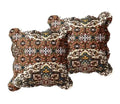 DaDa Bedding Set of 2-Pieces Rustic Earthy Cross Motif Folk Scalloped Throw Pillow Covers, 18" x 18" (JHW944) by DaDalogy Bedding Collection