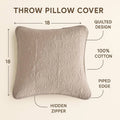 DaDa Bedding Set of 2-Pieces Sandy Beige Taupe Square Cushion Throw Pillow Covers, 18" x 18" (JHW-585) by DaDalogy Bedding Collection