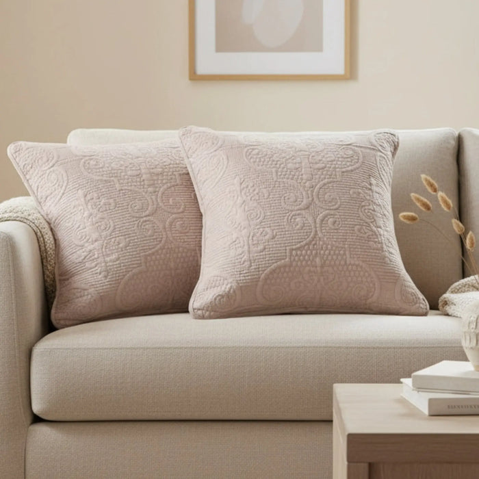DaDa Bedding Set of 2-Pieces Sandy Beige Taupe Square Cushion Throw Pillow Covers, 18" x 18" (JHW-585) by DaDalogy Bedding Collection