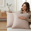 DaDa Bedding Set of 2-Pieces Sandy Beige Taupe Square Cushion Throw Pillow Covers, 18" x 18" (JHW-585) by DaDalogy Bedding Collection