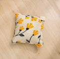 DaDa Bedding Set of 2-Pieces Yellow Fleur Floral Golden Orange Ivory Cream Scalloped Throw Pillow Covers, 18" x 18" (18112) by DaDalogy Bedding Collection