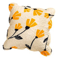 DaDa Bedding Set of 2-Pieces Yellow Fleur Floral Golden Orange Ivory Cream Scalloped Throw Pillow Covers, 18" x 18" (18112) by DaDalogy Bedding Collection