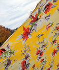 DaDa Bedding Set of 2 Radiant Sunshine Yellow Floral Window Curtain Panels - Natural Semi Sheer Hummingbirds Farmhouse Red Flowers Straight Tailored Edge by DaDalogy Bedding Collection