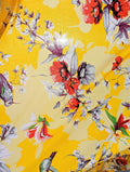 DaDa Bedding Set of 2 Radiant Sunshine Yellow Floral Window Curtain Panels - Natural Semi Sheer Hummingbirds Farmhouse Red Flowers Straight Tailored Edge by DaDalogy Bedding Collection