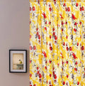 DaDa Bedding Set of 2 Radiant Sunshine Yellow Floral Window Curtain Panels - Natural Semi Sheer Hummingbirds Farmhouse Red Flowers Straight Tailored Edge by DaDalogy Bedding Collection