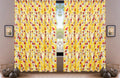 DaDa Bedding Set of 2 Radiant Sunshine Yellow Floral Window Curtain Panels - Natural Semi Sheer Hummingbirds Farmhouse Red Flowers Straight Tailored Edge by DaDalogy Bedding Collection