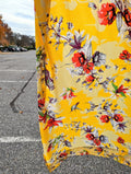 DaDa Bedding Set of 2 Radiant Sunshine Yellow Floral Window Curtain Panels - Natural Semi Sheer Hummingbirds Farmhouse Red Flowers Straight Tailored Edge by DaDalogy Bedding Collection