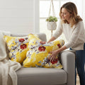 DaDa Bedding Set of 2 Sunshine Yellow Hummingbirds Floral Scalloped Throw Pillow Covers, 18" (JHW925) by DaDalogy Bedding Collection
