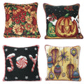 DaDa Bedding Set of 4 Pieces - Autumn Harvest Halloween & Christmas Ornaments Holiday Tapestry Throw Pillow Covers Bundle Pack - 16" x 16" by DaDalogy Bedding Collection