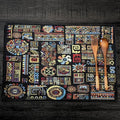 DaDa Bedding Set of 4-Pieces Ethnic Ornaments Geometric Black Tapestry Dining Placemats 13” x 19” (18118) by DaDalogy Bedding Collection