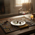 DaDa Bedding Set of 4-Pieces Ethnic Ornaments Geometric Black Tapestry Dining Placemats 13” x 19” (18118) by DaDalogy Bedding Collection