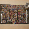 DaDa Bedding Set of 4-Pieces Ethnic Ornaments Geometric Black Tapestry Dining Placemats 13” x 19” (18118) by DaDalogy Bedding Collection