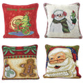 DaDa Bedding Set of 4 Pieces - Magical Santa Snowman Gingerbread Christmas Holiday Tapestry Throw Pillow Covers Bundle Pack - 16" x 16" by DaDalogy Bedding Collection