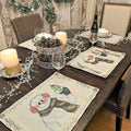DaDa Bedding Set of 4-Pieces Magical Snowman Holiday Tapestry Placemats 13” x 19” (9733) by DaDalogy Bedding Collection