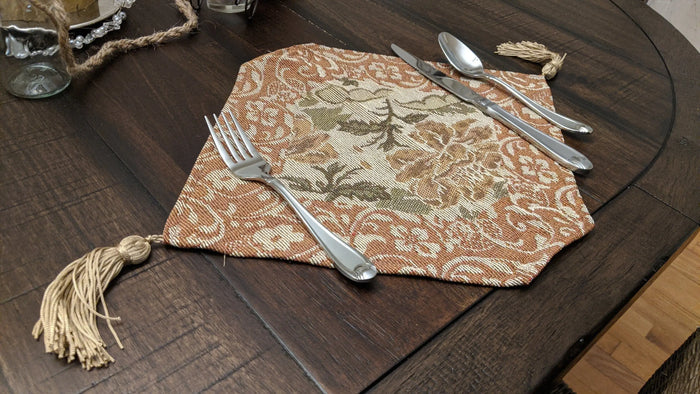 DaDa Bedding Set of 4-Pieces Nature Garden Floral Roses Tapestry Table Dining Cloth Runner Set - 13" x 17" (10072) by DaDalogy Bedding Collection