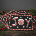 DaDa Bedding Set of 4-Pieces Peppermint Joy Holiday Tapestry Placemats 13” x 19” (12904) by DaDalogy Bedding Collection
