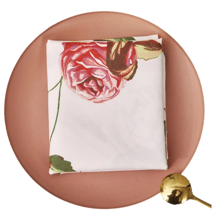 DaDa Bedding Set of 4-Pieces Romantic Roses Pink Floral Dining Table Napkins 18" x 18" (879) by DaDalogy Bedding Collection