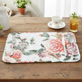 DaDa Bedding Set of 4-Pieces Romantic Roses Pink Floral Quilted Dining Placemats 13” x 19” (879) by DaDalogy Bedding Collection