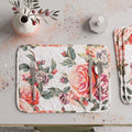 DaDa Bedding Set of 4-Pieces Romantic Roses Pink Floral Quilted Dining Placemats 13” x 19” (879) by DaDalogy Bedding Collection