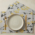 DaDa Bedding Set of 4-Pieces Sunshine Yellow Fleur Spring Tapestry Dining Table Placemats 13” x 19” (18112) by DaDalogy Bedding Collection