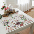 DaDa Bedding Set of 4-Pieces Sweet Love Notes Pink Floral Tapestry Dining Table Placemats 13” x 19” by DaDalogy Bedding Collection