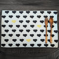 DaDa Bedding Set of 4-Pieces Valentine's day Yellow & Black Hearts Tapestry Dining Table Placemats 13” x 19” (18113) by DaDalogy Bedding Collection