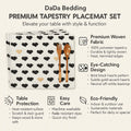 DaDa Bedding Set of 4-Pieces Valentine's day Yellow & Black Hearts Tapestry Dining Table Placemats 13” x 19” (18113) by DaDalogy Bedding Collection