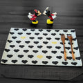 DaDa Bedding Set of 4-Pieces Valentine's day Yellow & Black Hearts Tapestry Dining Table Placemats 13” x 19” (18113) by DaDalogy Bedding Collection