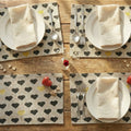 DaDa Bedding Set of 4-Pieces Valentine's day Yellow & Black Hearts Tapestry Dining Table Placemats 13” x 19” (18113) by DaDalogy Bedding Collection