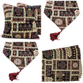 DaDa Bedding Set of 8 Pieces Dark Botanical Mughal Floral Table Woven Black Tapestry - 4 Placemats, 2 Table Runners, 2 Throw Pillow Covers (18197) by DaDalogy Bedding Collection