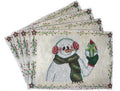 DaDa Bedding Set of 8 Pieces Magical Snowman Holiday Table Tapestry - 4 Placemats, 2 Table Runners, 2 Throw Pillow Covers (9733) by DaDalogy Bedding Collection