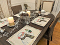 DaDa Bedding Set of 8 Pieces Magical Snowman Holiday Table Tapestry - 4 Placemats, 2 Table Runners, 2 Throw Pillow Covers (9733) by DaDalogy Bedding Collection