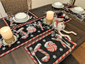 DaDa Bedding Set of 8 Pieces Peppermint Joy Holiday Table Tapestry - 4 Placemats, 2 Table Runners, 2 Throw Pillow Covers (12904) by DaDalogy Bedding Collection