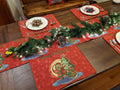 DaDa Bedding Set of 8 Pieces Red Santa Claus Holiday Table Tapestry - 4 Placemats, 2 Table Runners, 2 Throw Pillow Covers (17615) by DaDalogy Bedding Collection
